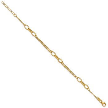 Leslie's 14K Polished Fancy 2-Strand Oval Links w/1in ext. Bracelet — alternate view