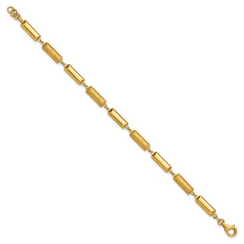 Leslie's 14K Polished and Brushed Fancy Bar Links w/.5in ext. Bracelet — alternate view