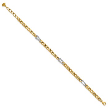 Leslie's 14K Two-tone Polished / DC Fancy Link w/1in ext. Bracelet — alternate view