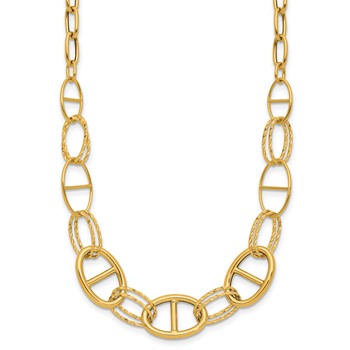 Leslie's 14K Polished and Diamond cut Fancy Link Necklace