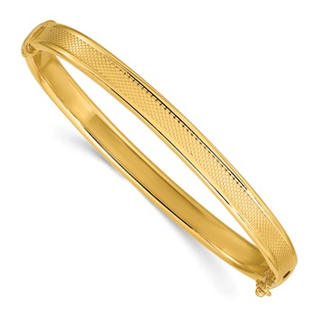 Leslie's 14K Polished and Textured Hinged Bangle