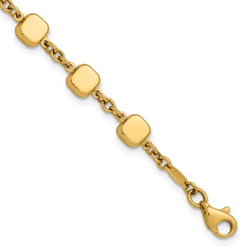 Leslie's 14K Polished Geometric Square with .5 in ext. Bracelet