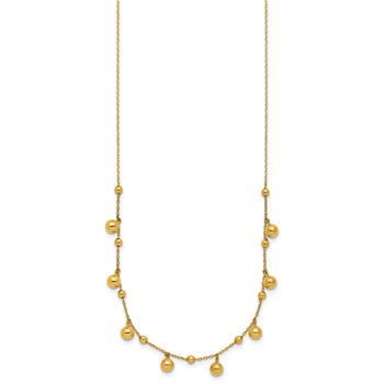 Leslie's 14K Polished Dangle Beaded w/2in Ext. Necklace — alternate view