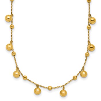 Leslie's 14K Polished Dangle Beaded w/2in Ext. Necklace