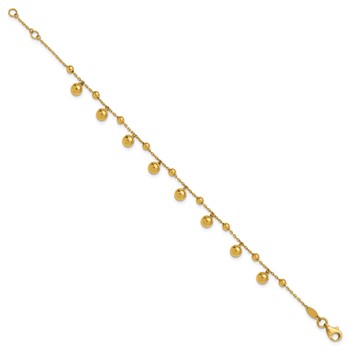 Leslie's 14K Polished Dangle Beaded with .5in ext. Bracelet — alternate view