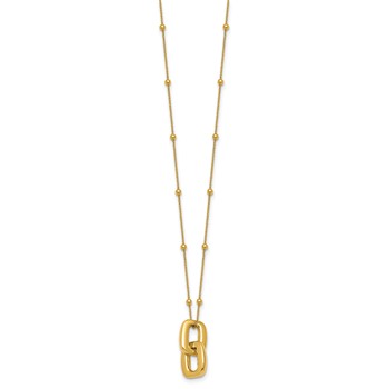 Leslie's 14K Polished  Oval Link Pendant Beaded Necklace — alternate view