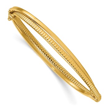 Leslie's 14K Polished and Textured Hinged Bangle