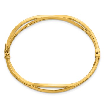 Leslie's 14K Polished and Brushed Wavy Hinged Bangle — alternate view