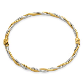 Leslie's 14K w/Rhodium Polished Double Row Twisted Hinged Bangle — alternate view