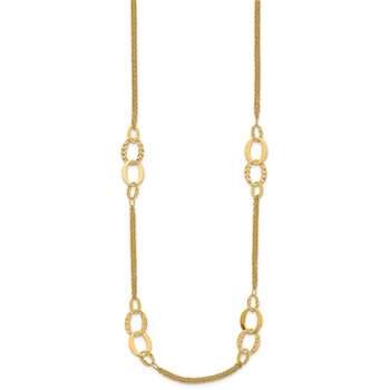 Leslie's 14K Polished and Dia-cut  2-Strand Oval Links Necklace — alternate view