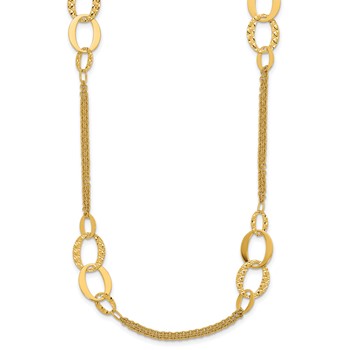 Leslie's 14K Polished and Dia-cut  2-Strand Oval Links Necklace