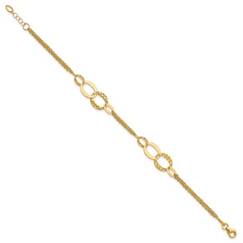 Leslie's 14K Polished and Dia-cut  2-Strand Oval Links w/.5in ext. Bracelet — alternate view