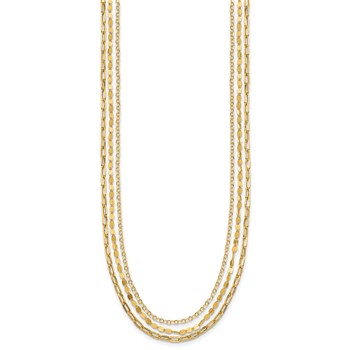 Leslie's 14K Polished 3-strand Fancy Link with 2in ext. Necklace — alternate view