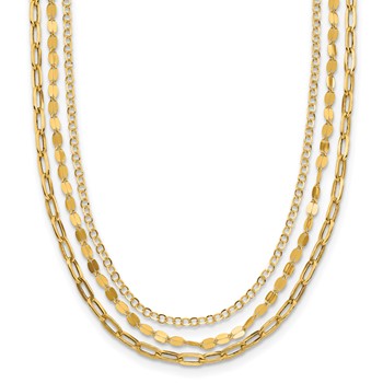 Leslie's 14K Polished 3-strand Fancy Link with 2in ext. Necklace