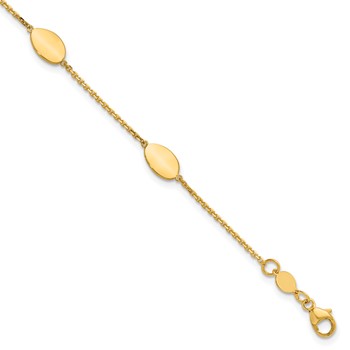 Leslie's 14K Polished Fancy Oval Station with 1in ext. Bracelet