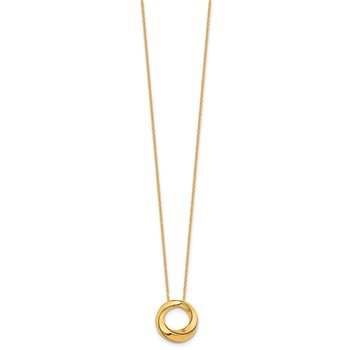 Leslie's 14K Polished Circle Pendant on Dia-cut Chain with 1in ext. Necklace — alternate view