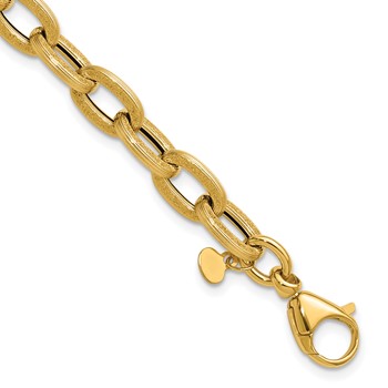 Leslie's 14K Polished and Textured Fancy Link Bracelet — alternate view