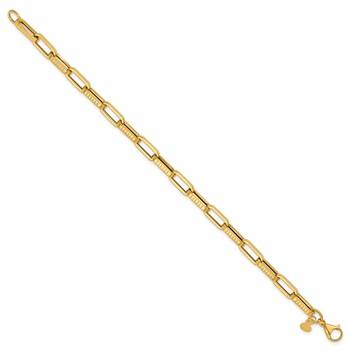 Leslie's 14K Polished and Textured Fancy Link Bracelet — alternate view