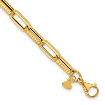 Leslie's 14K Polished and Textured Fancy Link Bracelet