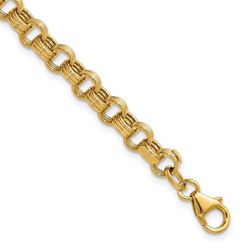 Leslie's 14K Polished and Textured Circle Link Bracelet