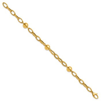 Leslie's 14K Polished Station Beads Fancy Link Bracelet — alternate view