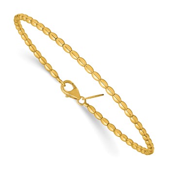 Leslie's 14K Polished Beaded Flexible Bangle