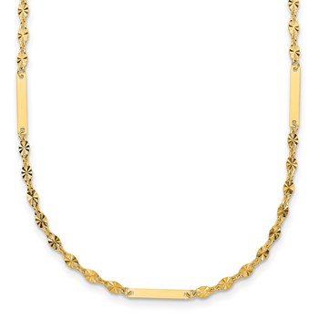 Leslie's 14K Polished and Diamond-cut Link and Bar Fancy Necklace
