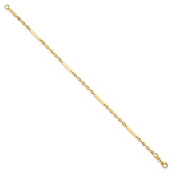 Leslie's 14K Polished and Diamond-cut Link and Bar Fancy Bracelet — alternate view