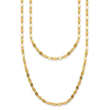 Leslie's 14K Polished Fancy 2-Strand Mirror Link Necklace