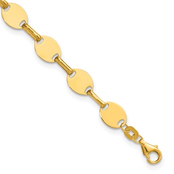 Leslie's 14K Polished Oval Disc Link Bracelet
