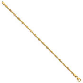 Leslie's 14K Polished and Textured Twisted Beaded Bracelet — alternate view