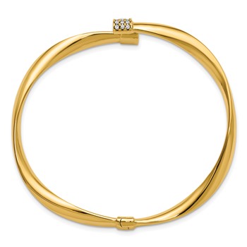 Leslie's 14K w/White Rhodium Polished Bypass Hinged Cuff Bangle — alternate view