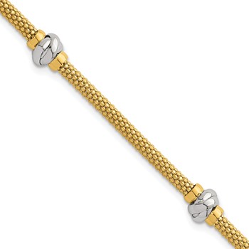 Leslie's 14K with White Rhodium Polished/Textured Knot Station Bracelet