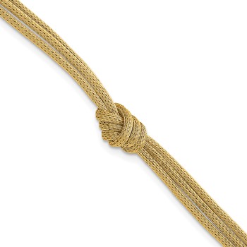 Leslie's 14K Polished and Textured Knot w/1in ext. Bracelet