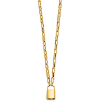 Leslie's 14K Polished Lock Fancy Link Necklace — alternate view
