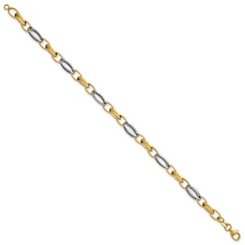 Leslie's 14K with White Rhodium Fancy Link Bracelet — alternate view