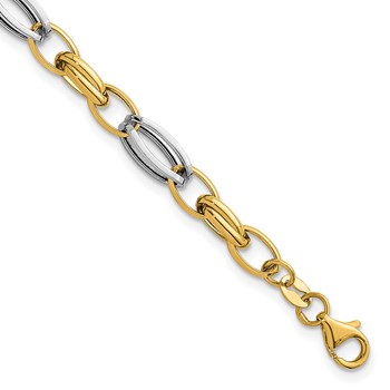 Leslie's 14K with White Rhodium Fancy Link Bracelet