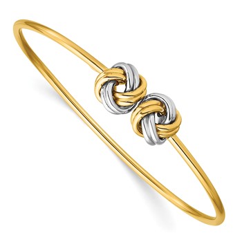 Leslie's 14K with Rhodium Polished Love Knot Flexible Cuff Bangle