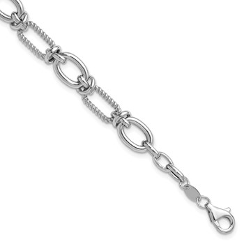 Leslie's 14K White Gold Polished and Twisted Fancy Link Bracelet