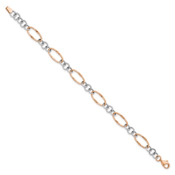 Leslie's 14K Two-tone Rose and White Polished Link Bracelet — alternate view