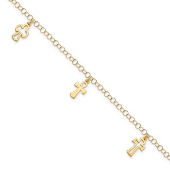 Leslie's 14K Polished Cross Bracelet