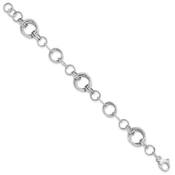 Leslie's 14K White Gold Polished and Textured Fancy Link Bracelet — alternate view