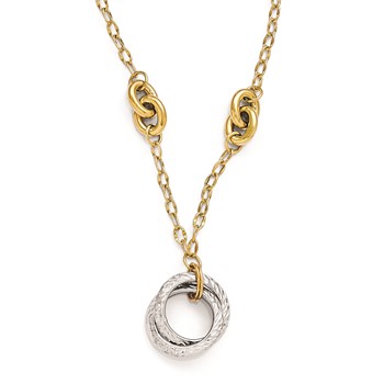Leslie's 14k Two-tone Polished and Diamond-cut Necklace w/2in ext