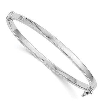 Leslie's 14K with White Rhodium Plating Polished Hinged Bangle