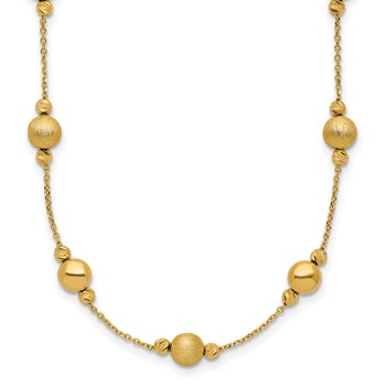 Leslie's 14K D/C Scratch Finish Polished Necklace