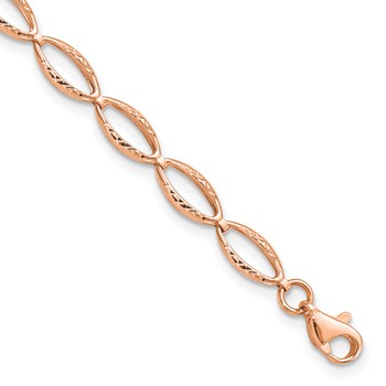 Leslie's 14K Rose Gold Polished and D/C Bracelet