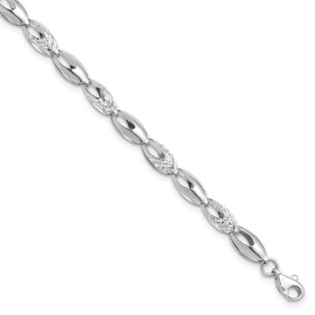 Leslie's 14K White Gold Polished and D/C Bracelet