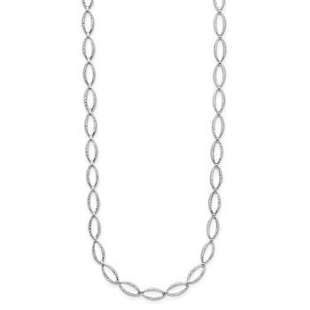 Leslie's 14K White Gold Polished and Diamond-cut Fancy Link Necklace — alternate view