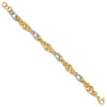 Leslie's 14K Yellow and White Gold Polished D/C Bracelet — alternate view