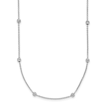 Leslie's 14K White Gold Polished and D/C Beaded 17in with 2in ext. Necklace
